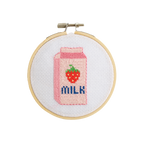 Strawberry Milk Beginner Cross Stitch Kit