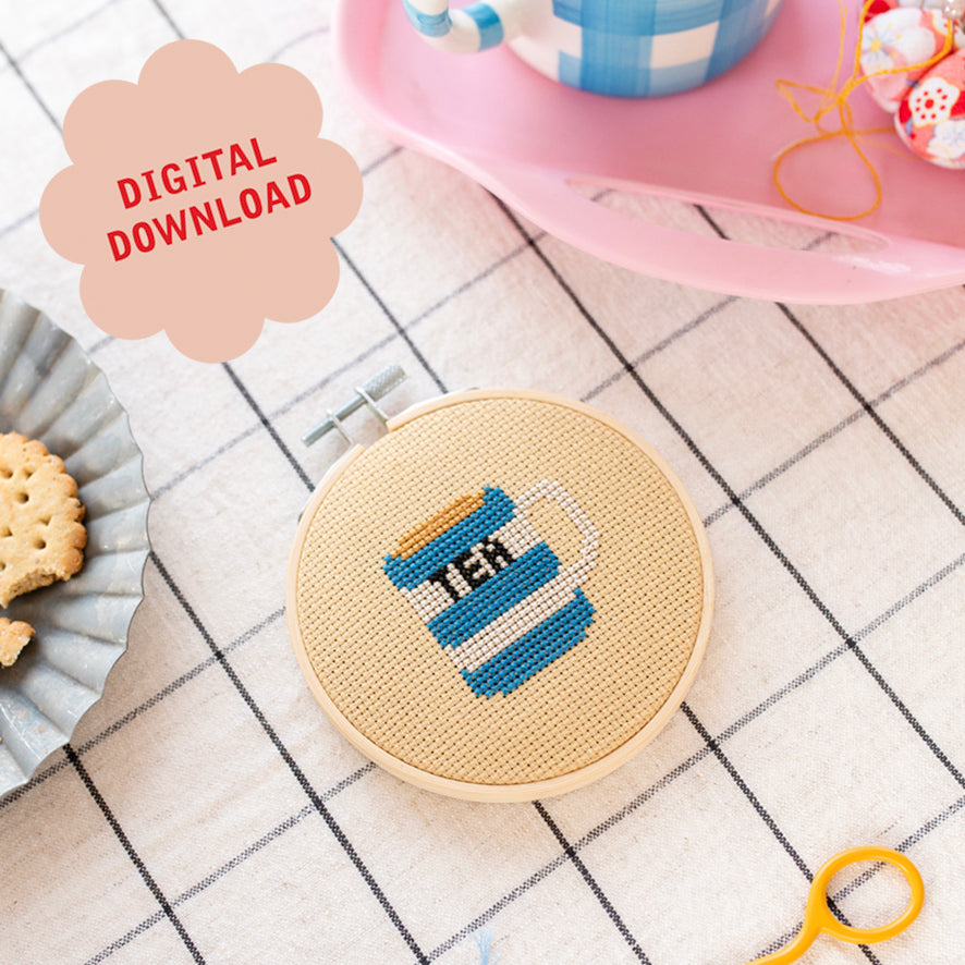 Tea Mini Cross Stitch PDF Pattern – Instant Download
