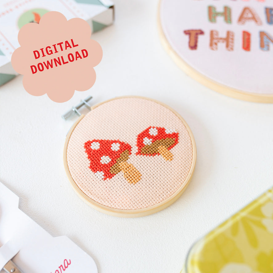 Toadstool Mini Cross Stitch PDF Pattern – Instant Download