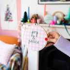 Joy and Peace Gingham Embroidery Hoop Kit