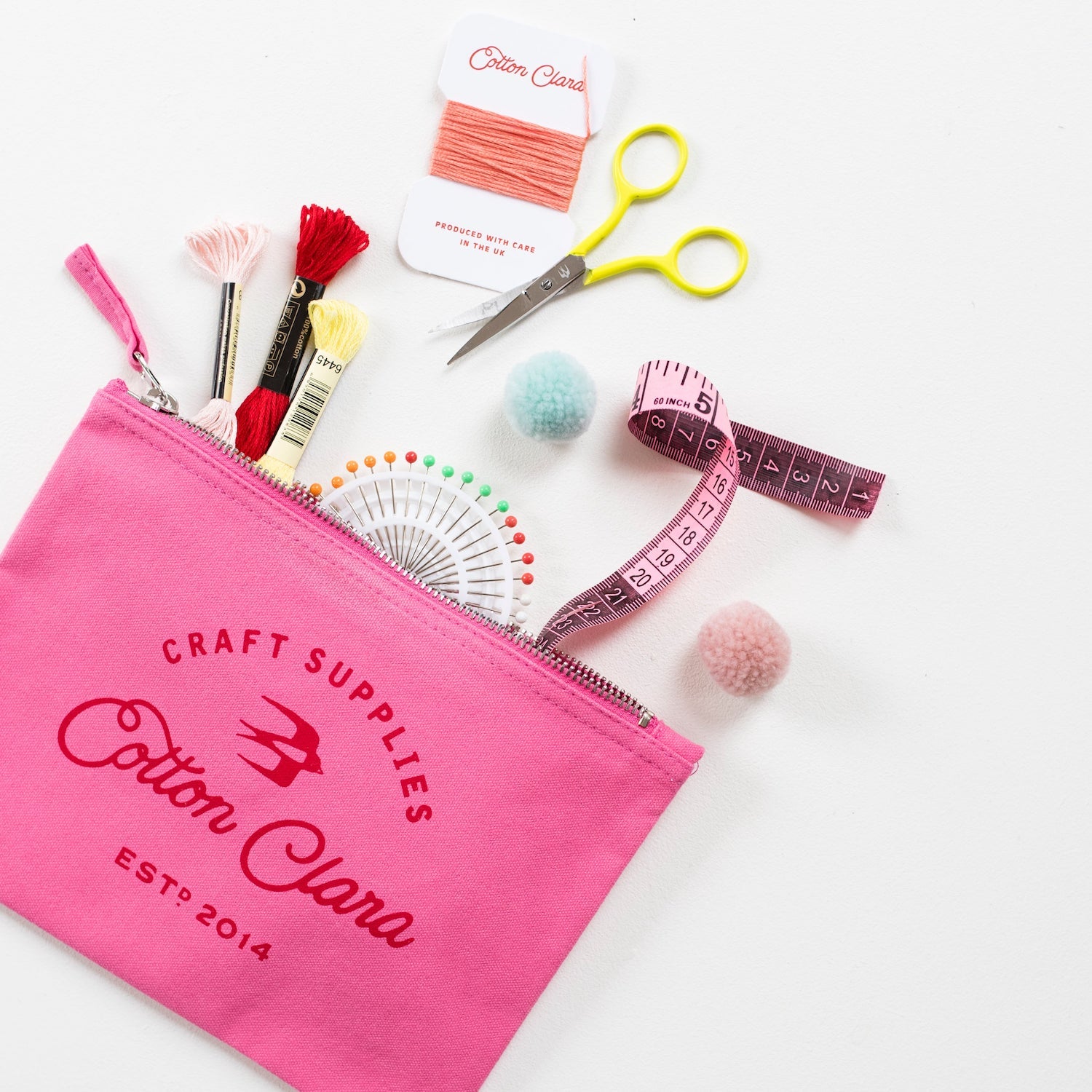 Cotton Clara Sewing Zipper Pouch In Pink