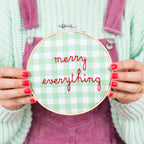 Merry Everything Gingham Embroidery Hoop Kit
