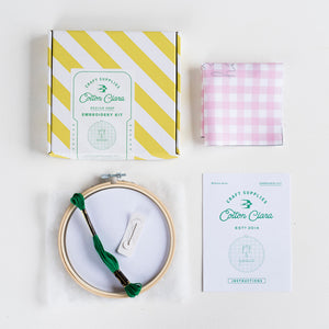 Joy and Peace Gingham Embroidery Hoop Kit