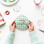 Merry Everything Gingham Embroidery Hoop Kit