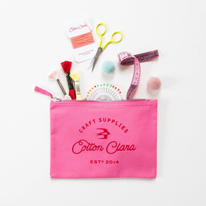 Cotton Clara Sewing Zipper Pouch In Pink