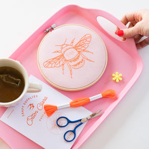 Bee Hoop Embroidery Kit pink neon
