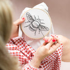 Bee Hoop Embroidery Kit oatmeal black