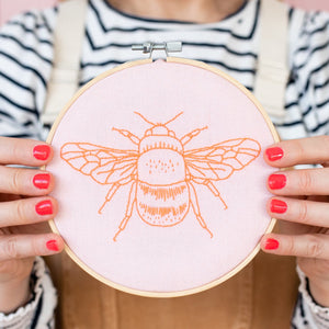 Bee Hoop Embroidery Kit pink neon