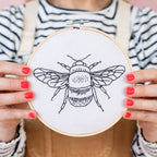 Bee Hoop Embroidery Kit oatmeal black