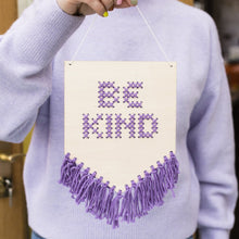 Load image into Gallery viewer, Be kind wooden embroidery kit in lilac
