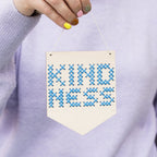 Kindness wooden board embroidery kit in blue