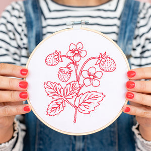 Strawberry Plant Embroidery Hoop Kit