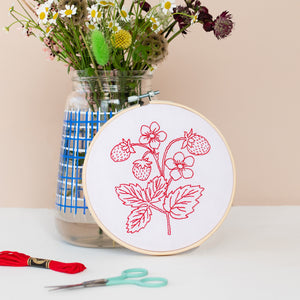 Strawberry Plant Embroidery Hoop Kit