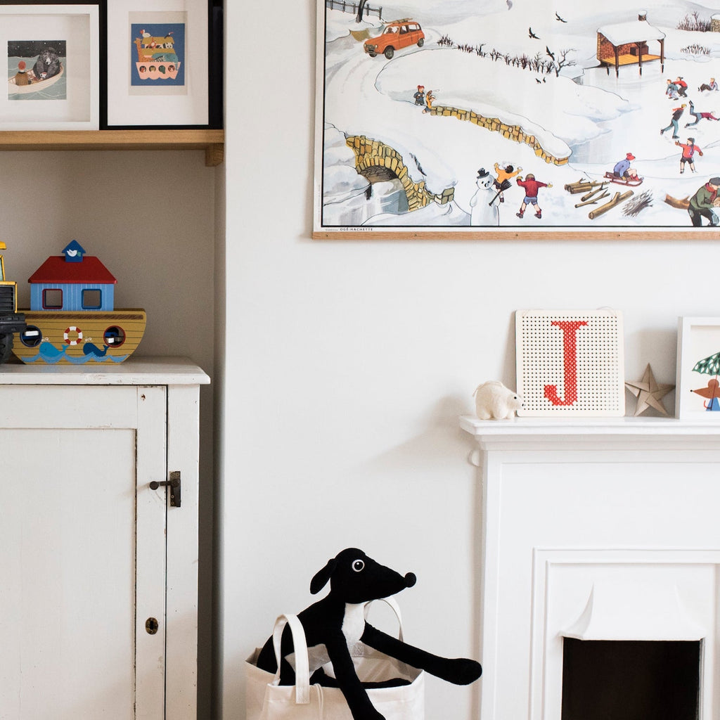 Red Cross Stitch Wooden Peg Board Kit