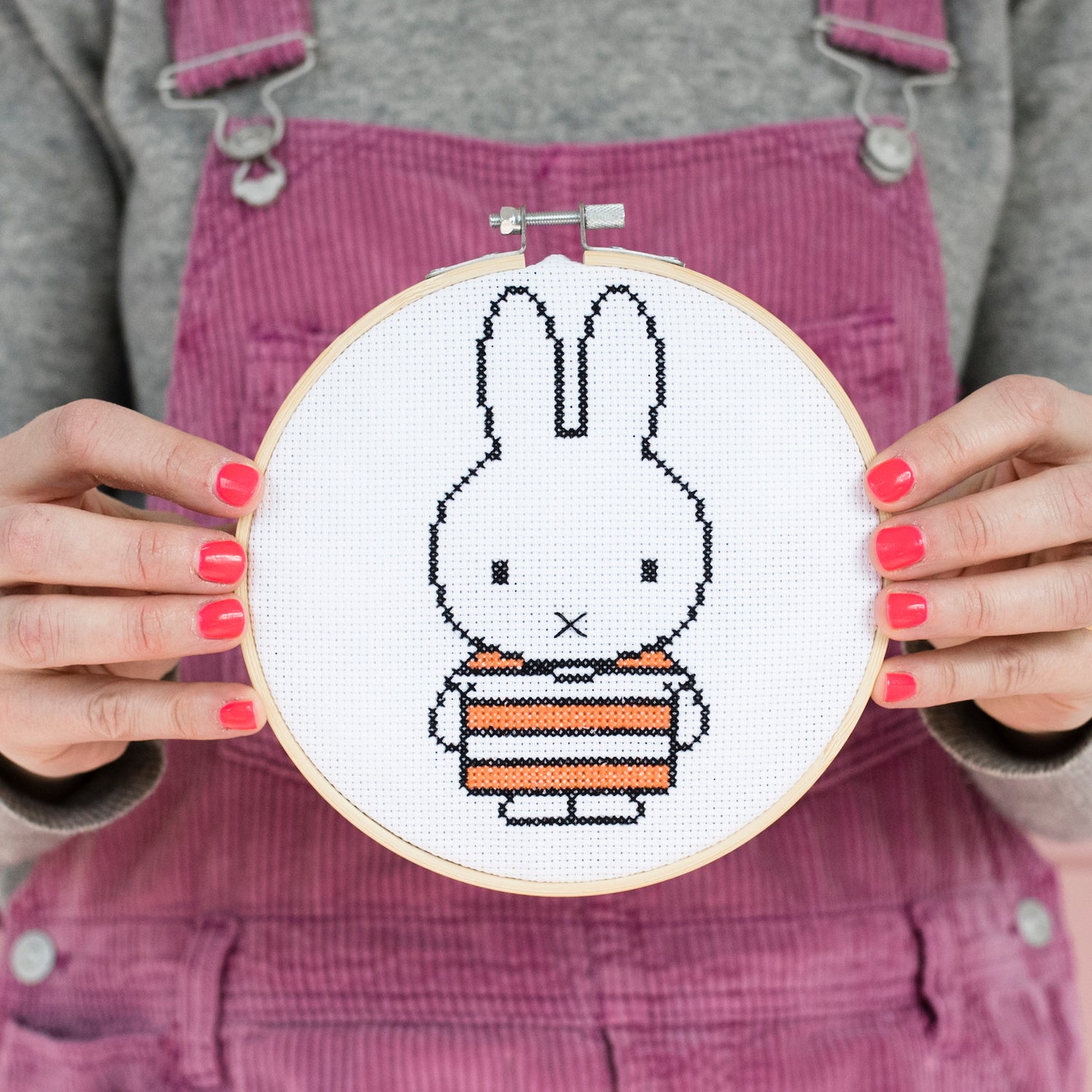 Miffy Stripes Cross Stitch Hoop Kit