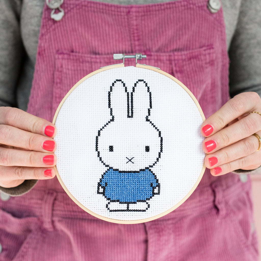 Miffy Blue Cross Stitch Hoop Kit