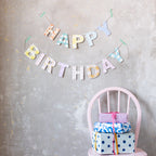cut out garland postcard banner - happy birthday