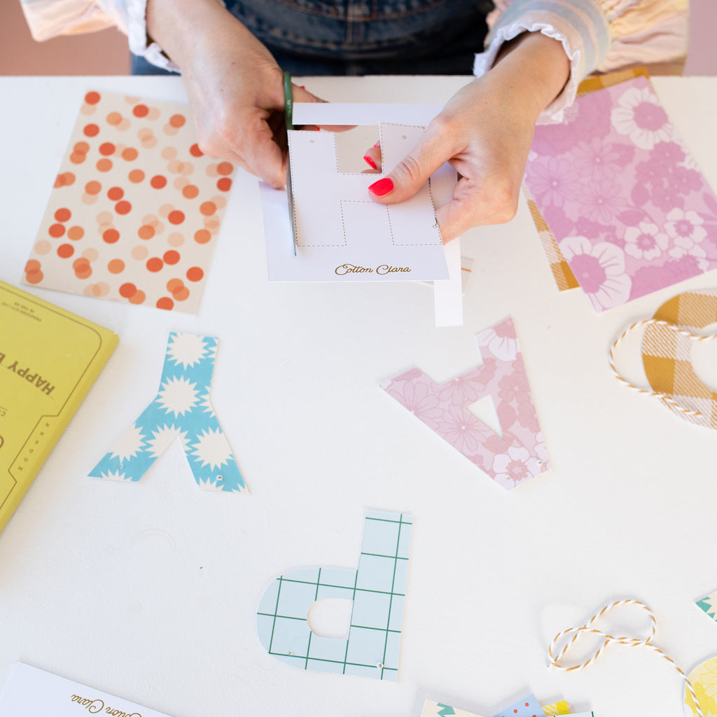 cut out garland postcard banner - happy birthday