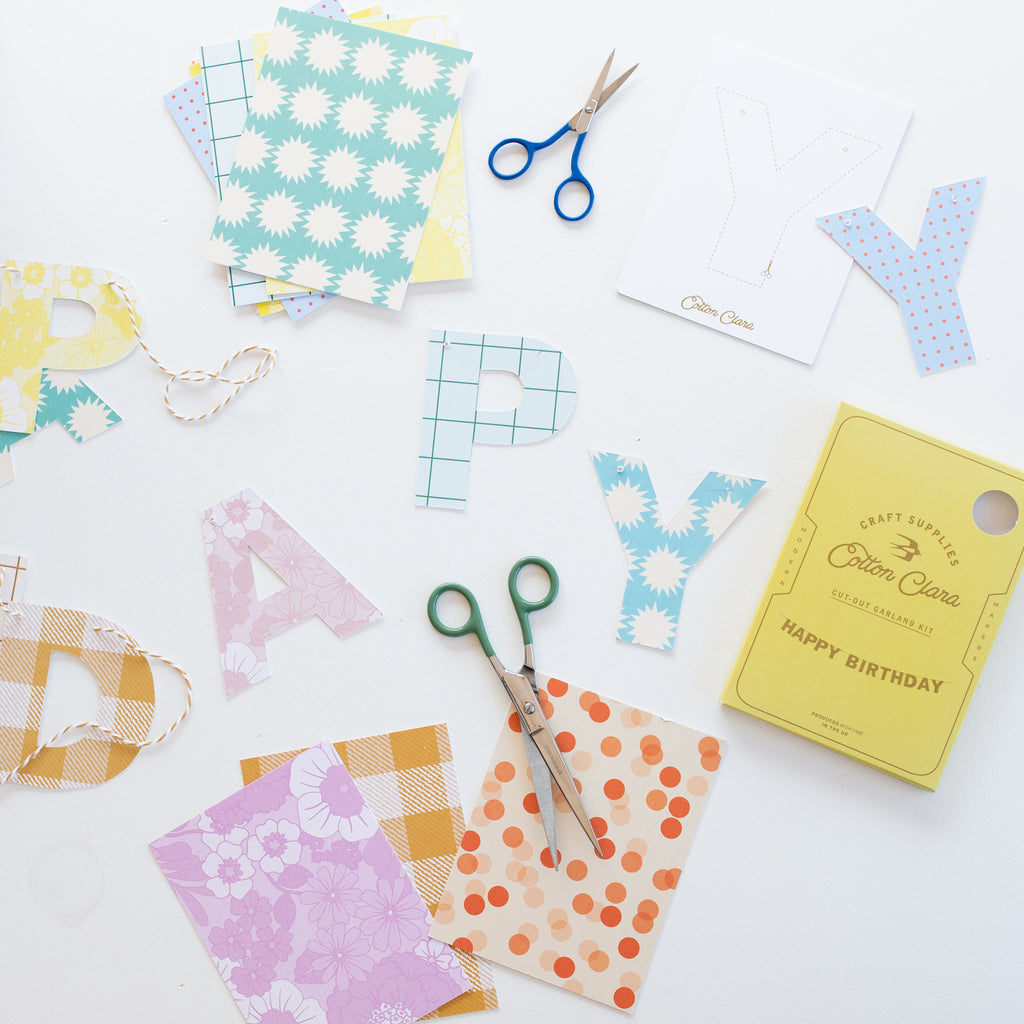 cut out garland postcard banner - happy birthday