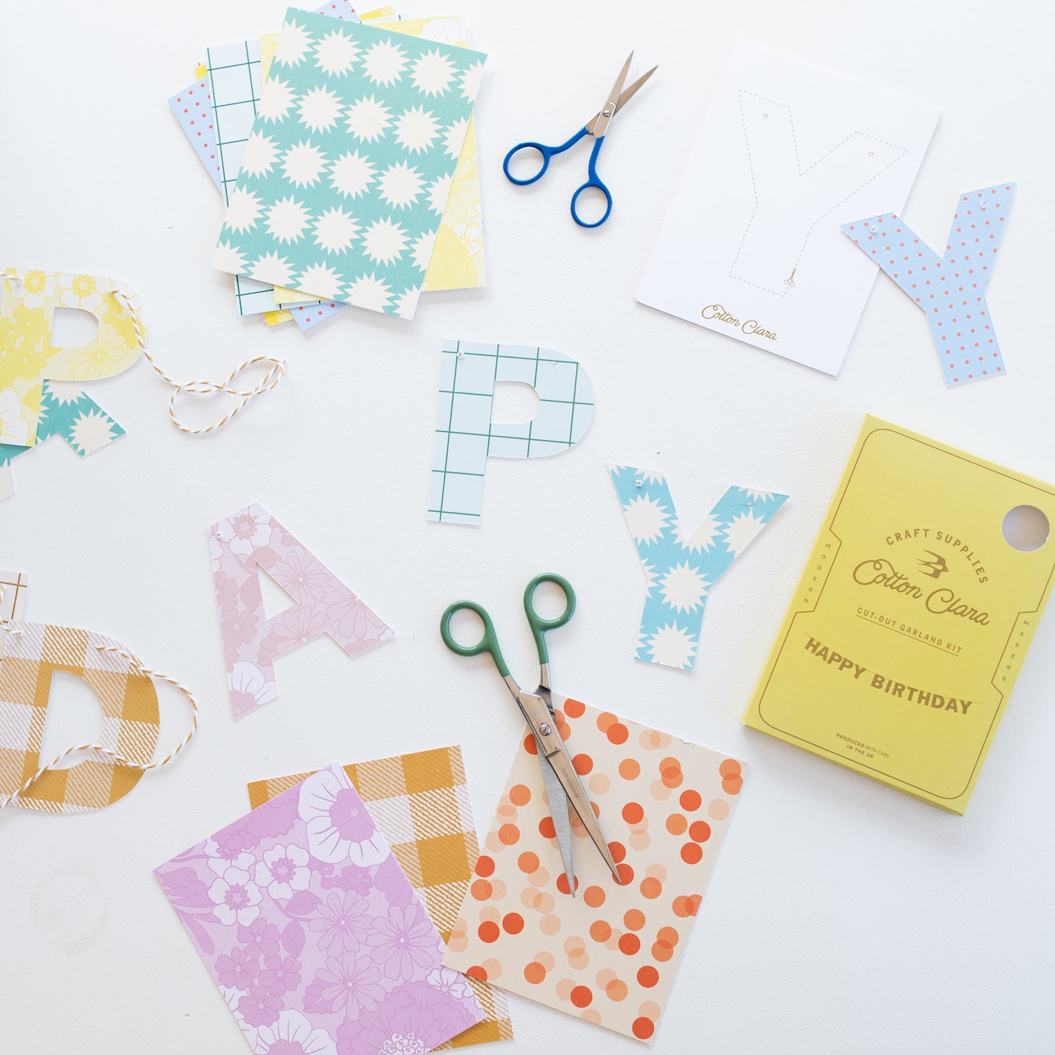 cut out garland postcard banner - happy birthday