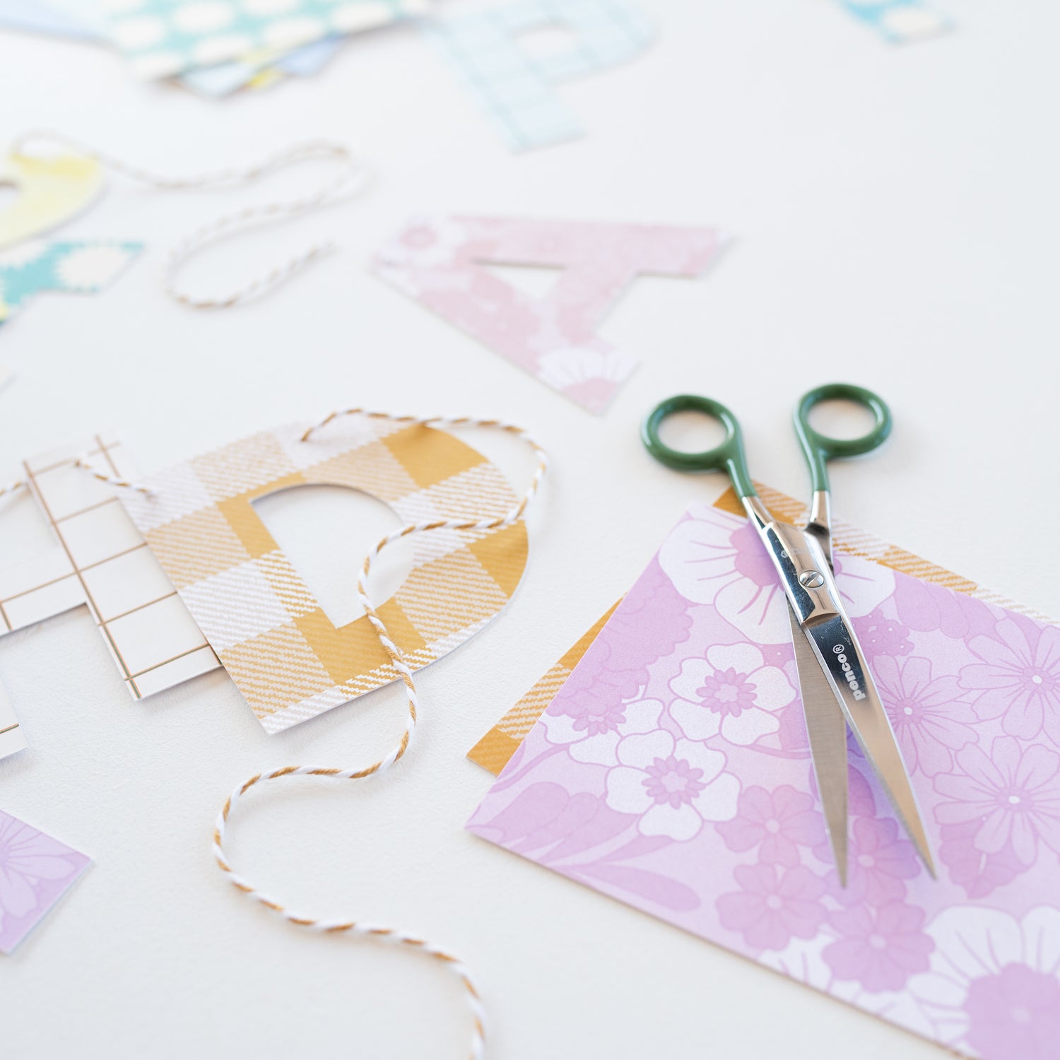 cut out garland postcard banner - happy birthday