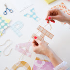 cut out garland postcard banner - happy birthday