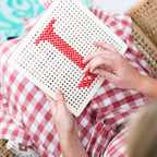Red Cross Stitch Wooden Peg Board Kit