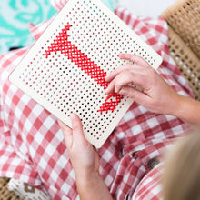 Load image into Gallery viewer, Red Cross Stitch Wooden Peg Board Kit
