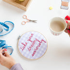 Take Your Dreams Seriously Gingham Embroidery Hoop Kit