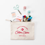 Cotton Clara Sewing Zipper Pouch In Cream