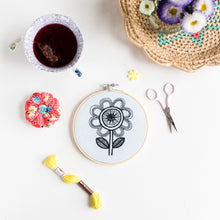 Load image into Gallery viewer, Jane Foster Mint Flower Hoop Embroidery Kit