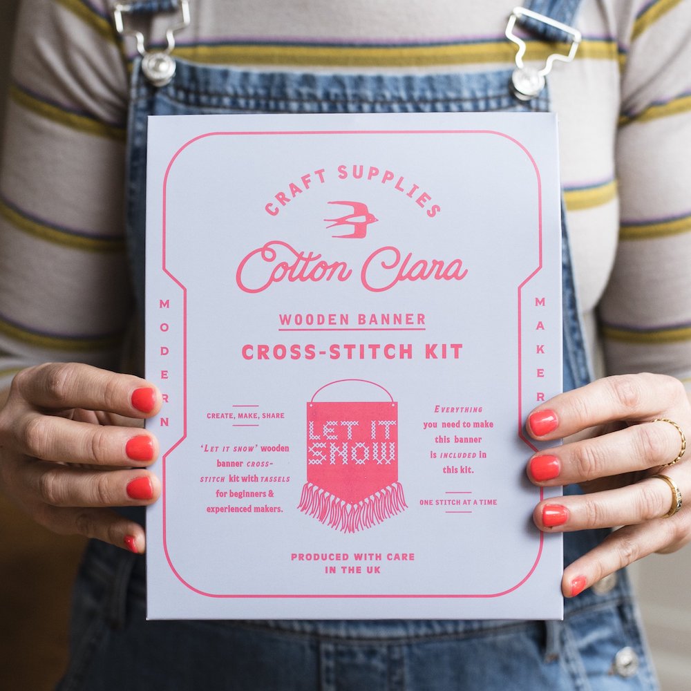 Let it snow wooden board embroidery kit packaging