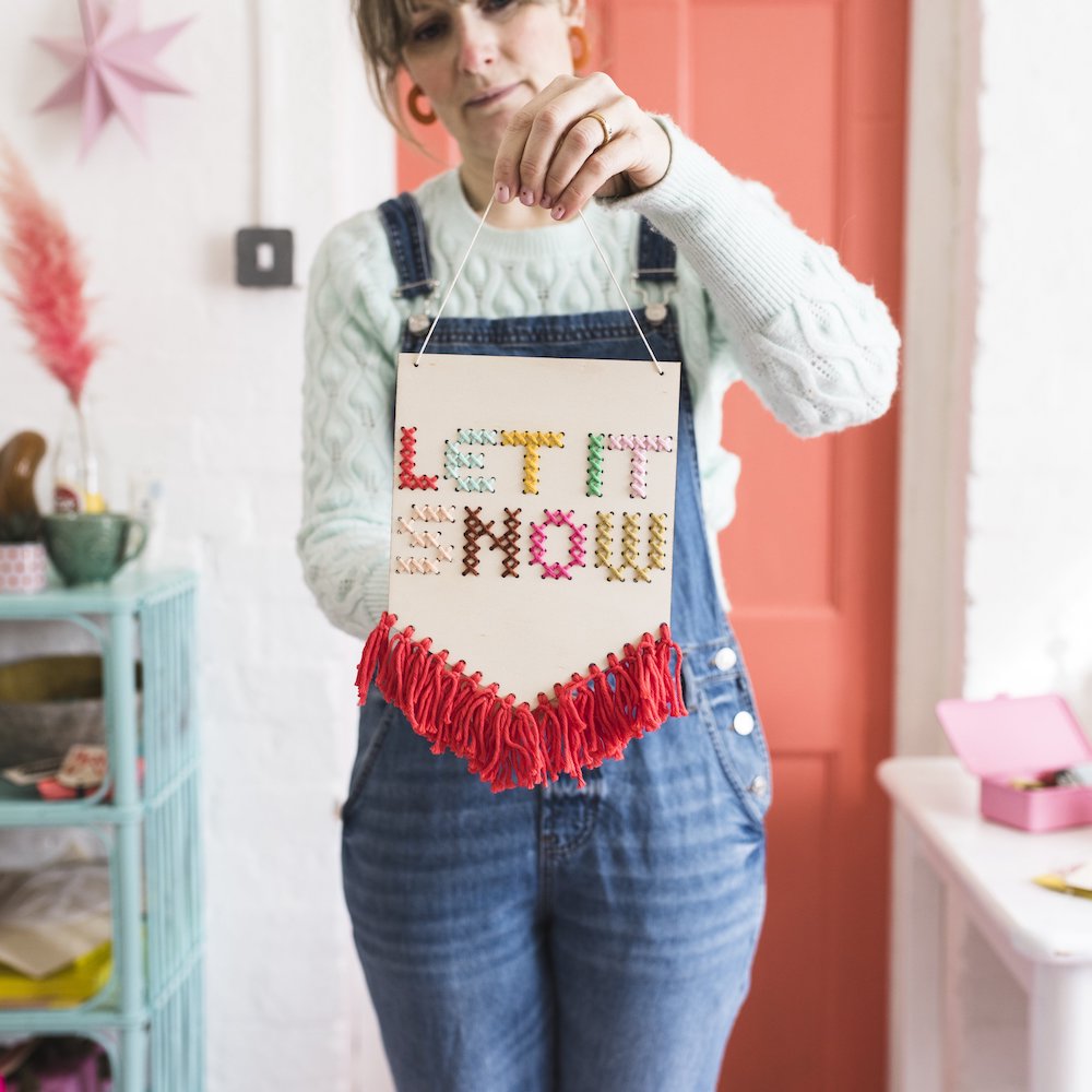 Let it snow wooden board embroidery kit