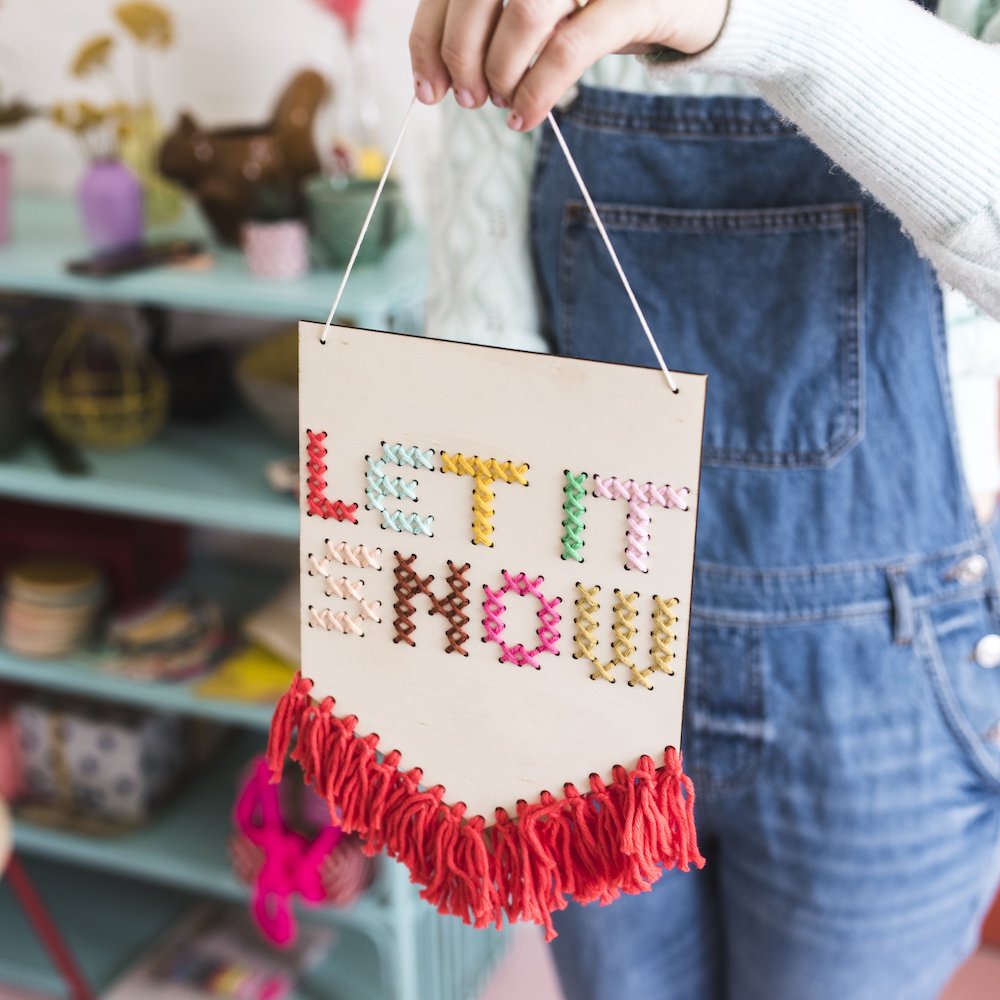 Let it snow wooden board embroidery kit