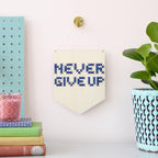 Never Give Up wooden board embroidery kit 