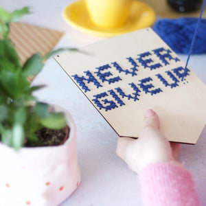 Never Give Up wooden board embroidery kit 