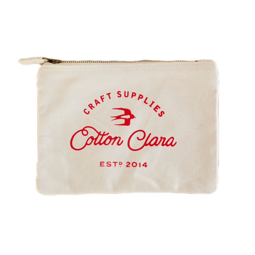 Cotton Clara Sewing Zipper Pouch In Cream