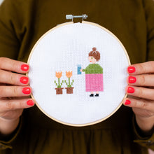 Load image into Gallery viewer, Samantha Purdy Watering Plants Tulips Cross Stitch Kit