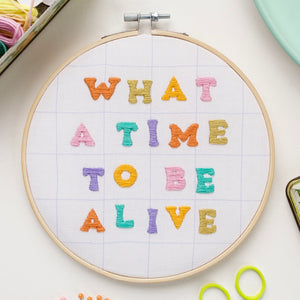 What A Time To Be Alive Elizabeth Olwen Hoop Embroidery Kit
