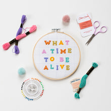 Load image into Gallery viewer, What A Time To Be Alive Elizabeth Olwen Hoop Embroidery Kit