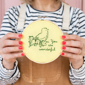 You Are Wonderful Bird Hoop Embroidery Kit 2