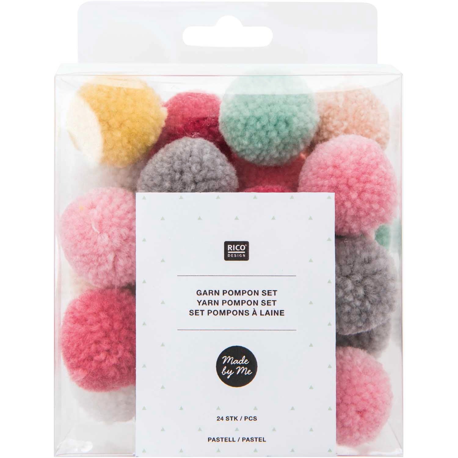 box of pom poms pastel mix