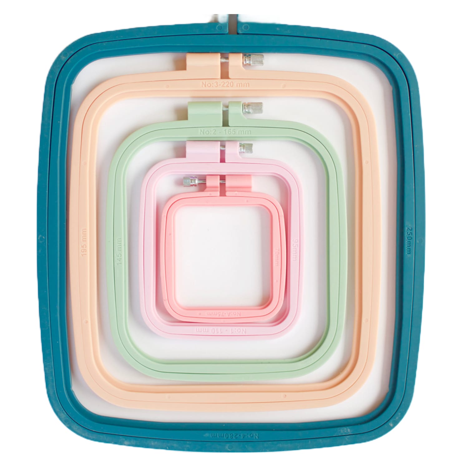 Cotton Clara 280 mm Square Plastic Embroidery Hoop - Teal