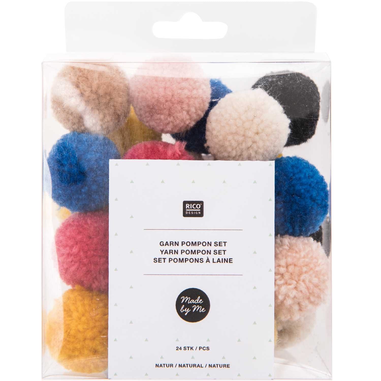 Cotton Clara Box of Pom Poms - Natural Mix