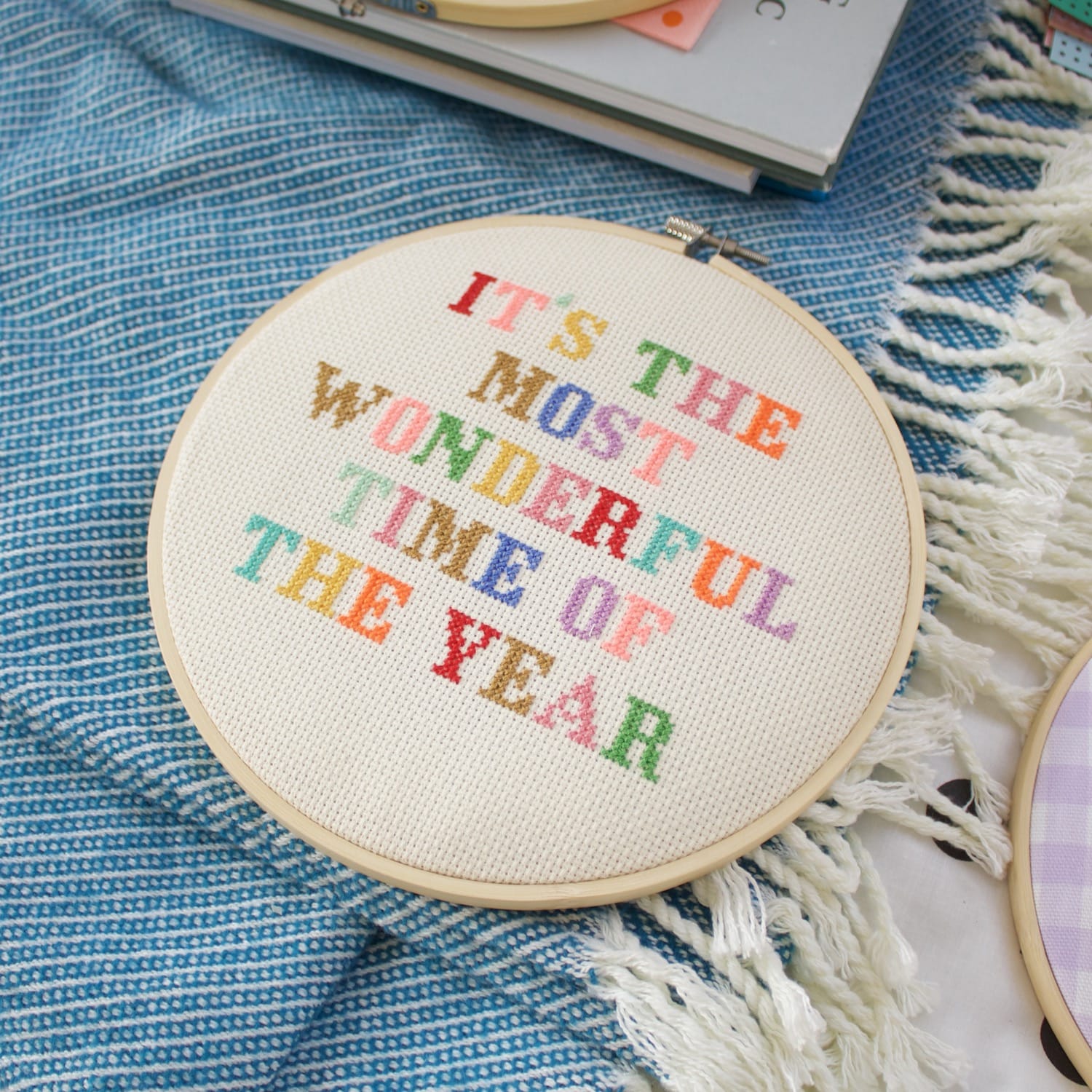 Cotton Clara Cross Stitch Kit It's the Most Wonderful Time Cross Stitch Kit
