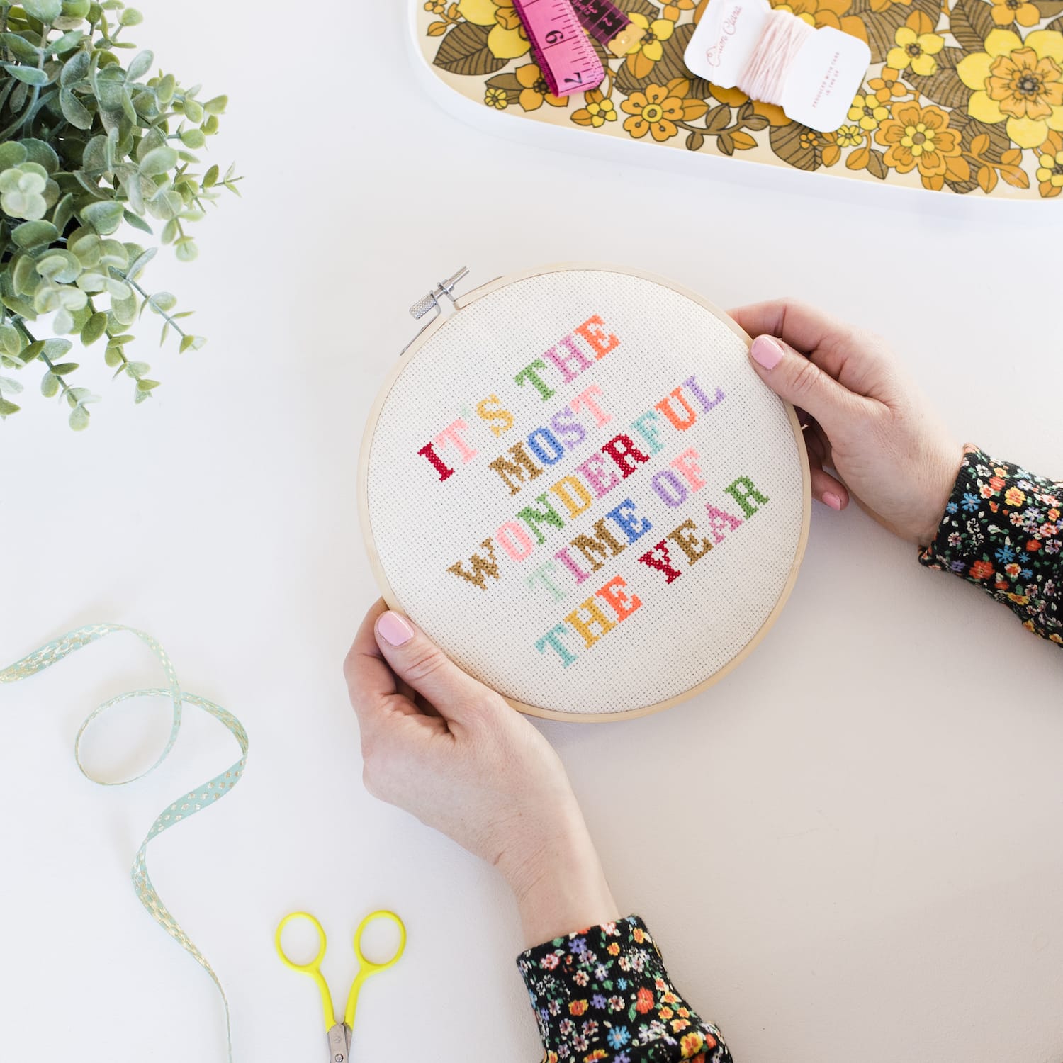 Cotton Clara Cross Stitch Kit It's the Most Wonderful Time Cross Stitch Kit