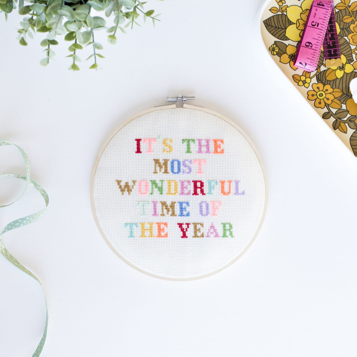 Cotton Clara Cross Stitch Kit It's the Most Wonderful Time Cross Stitch Kit