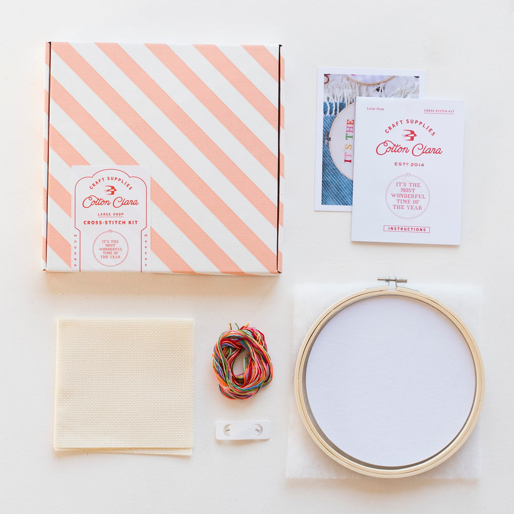 Cotton Clara Cross Stitch Kit It's the Most Wonderful Time Cross Stitch Kit