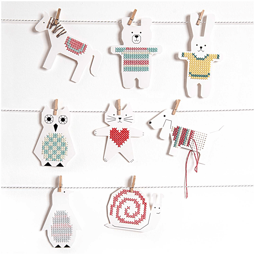 Cotton Clara Embroidery Cards - Penguin/Owl