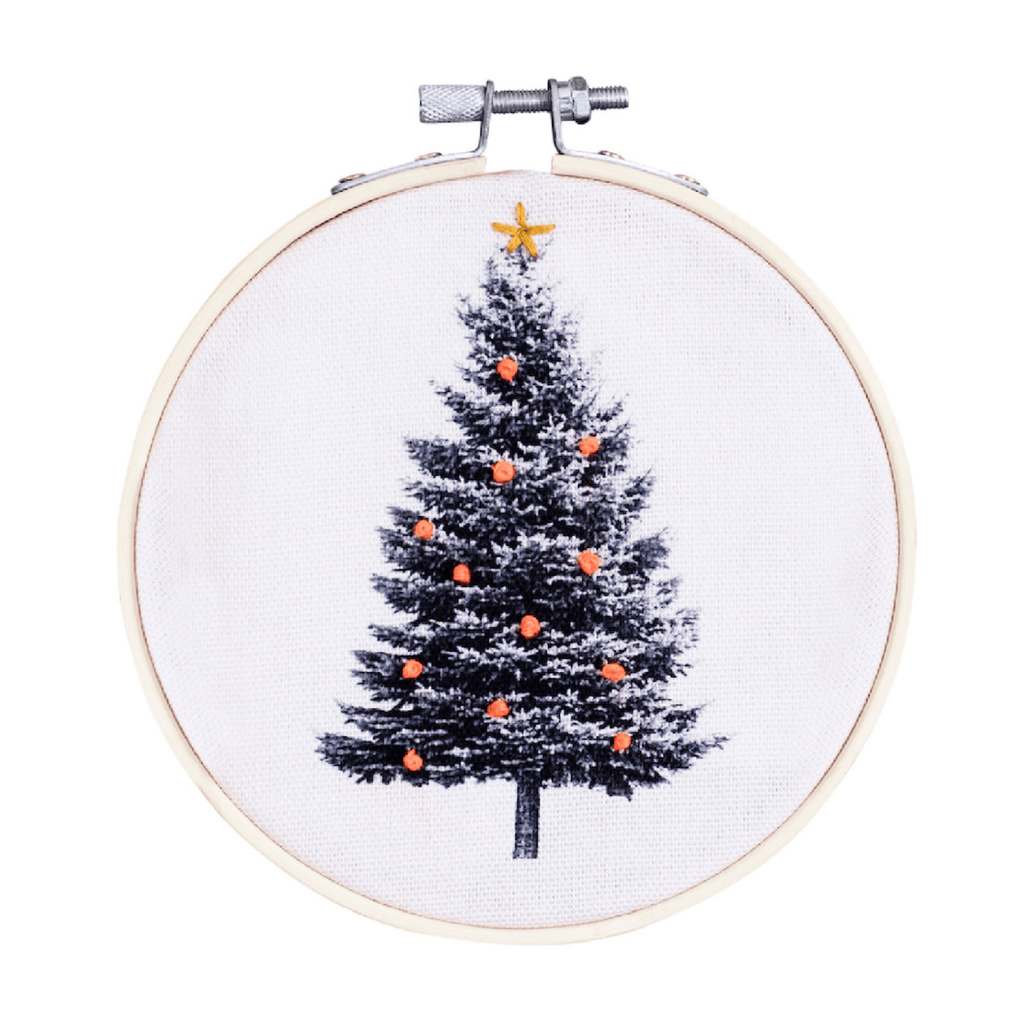 Cotton Clara Embroidery Kits Christmas Tree Embroidery Hoop Kit
